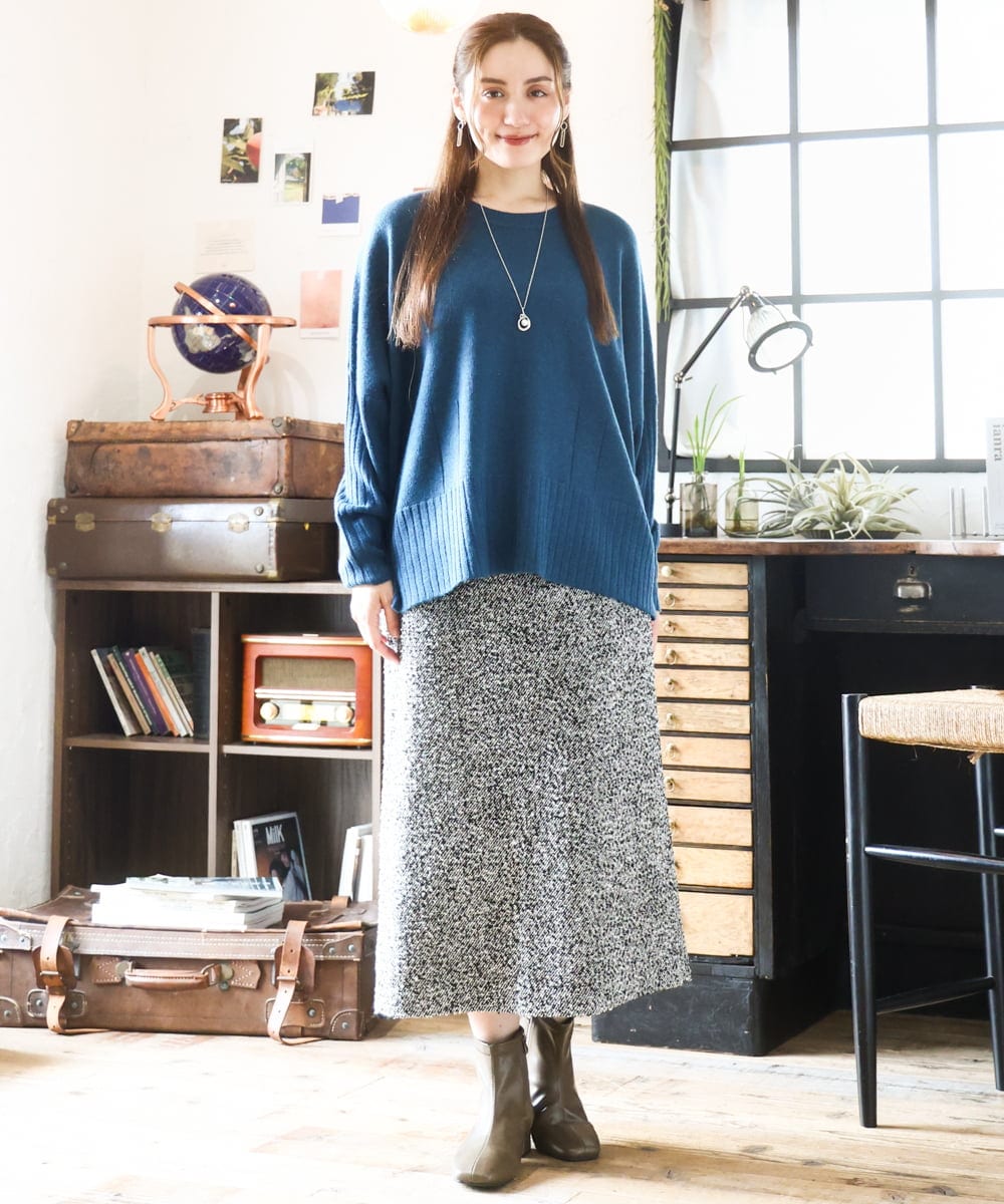 OLHAD08099 eur3(エウルキューブ) 【大きいサイズ/a.v.v×eur3】ツイードタイトスカート ダークグレー(93)
