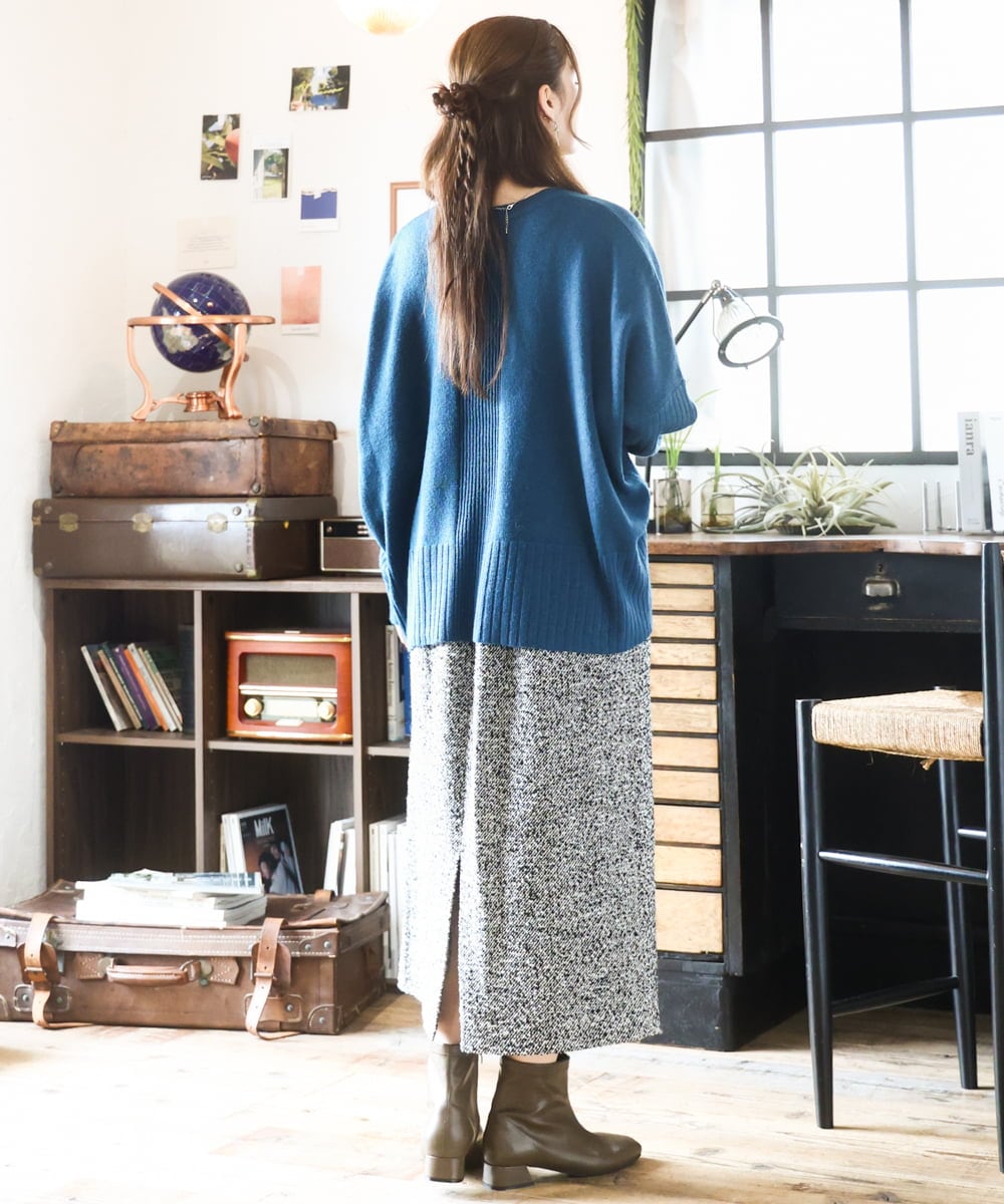 OLHAD08099 eur3(エウルキューブ) 【大きいサイズ/a.v.v×eur3】ツイードタイトスカート ダークグレー(93)