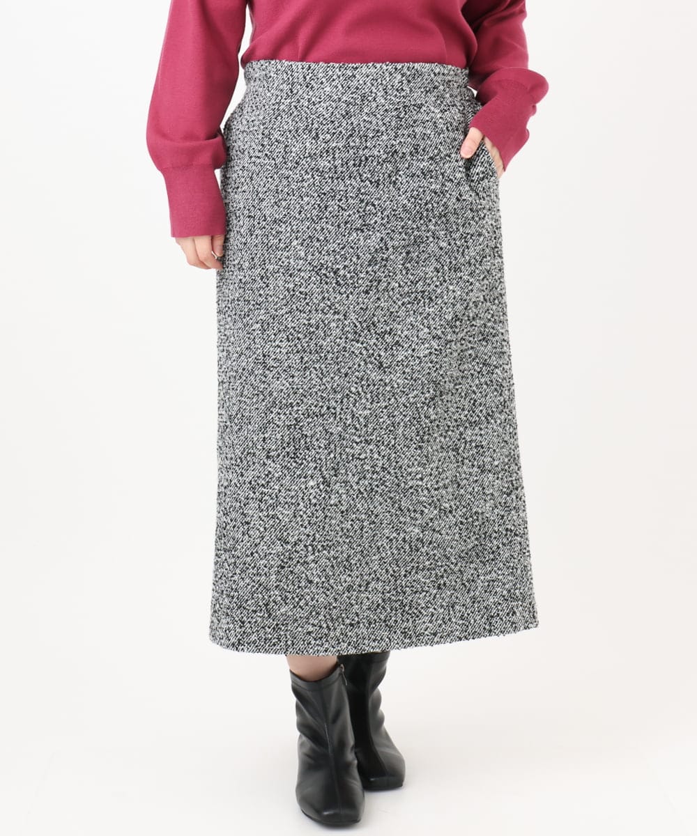 OLHAD08099 eur3(エウルキューブ) 【大きいサイズ/a.v.v×eur3】ツイードタイトスカート ダークグレー(93)