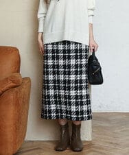 OLHAD08099 eur3(エウルキューブ) 【大きいサイズ/a.v.v×eur3】ツイードタイトスカート ブラック(94)