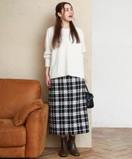 OLHAD08099 eur3(エウルキューブ) 【大きいサイズ/a.v.v×eur3】ツイードタイトスカート ブラック(94)