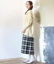 OLHAD08099 eur3(エウルキューブ) 【大きいサイズ/a.v.v×eur3】ツイードタイトスカート ブラック(94)