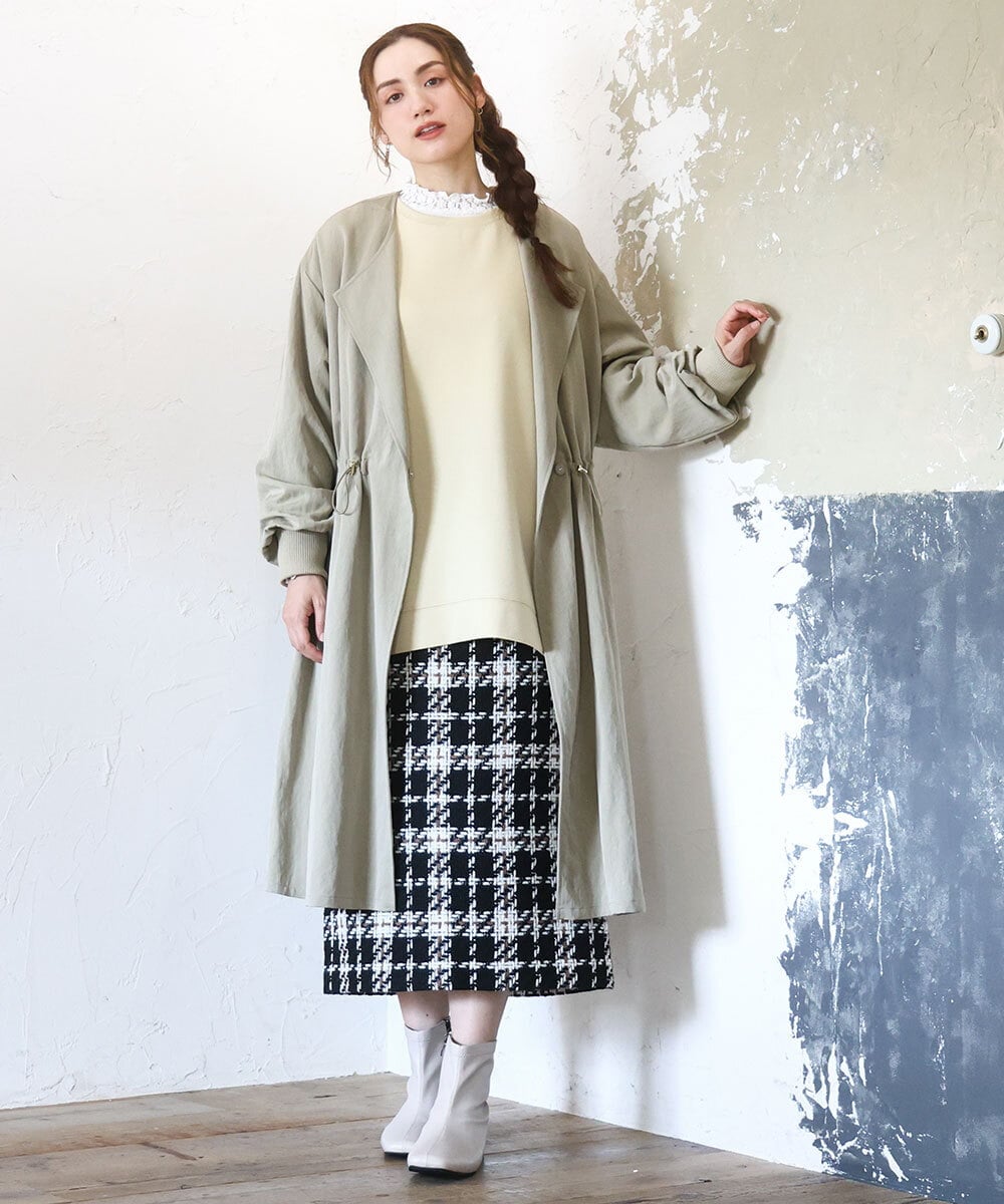 OLHAD08099 eur3(エウルキューブ) 【大きいサイズ/a.v.v×eur3】ツイードタイトスカート ブラック(94)