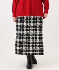 OLHAD08099 eur3(エウルキューブ) 【大きいサイズ/a.v.v×eur3】ツイードタイトスカート ブラック(94)
