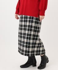 OLHAD08099 eur3(エウルキューブ) 【大きいサイズ/a.v.v×eur3】ツイードタイトスカート ブラック(94)