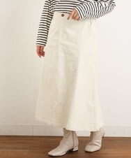 OLHAS01100 eur3(エウルキューブ) 【大きいサイズ】コーデュロイフレアスカート ホワイト(90)