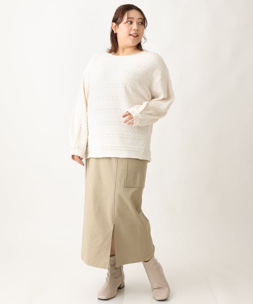 OLHAV13089 eur3(エウルキューブ) 【大きいサイズ/a.v.v×eur3】洗える裏起毛タイトスカート ベージュ(82)