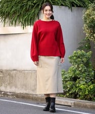 OLHAV13089 eur3(エウルキューブ) 【大きいサイズ/a.v.v×eur3】洗える裏起毛タイトスカート ベージュ(82)