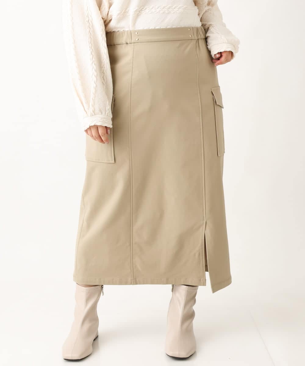 OLHAV13089 eur3(エウルキューブ) 【大きいサイズ/a.v.v×eur3】洗える裏起毛タイトスカート ベージュ(82)