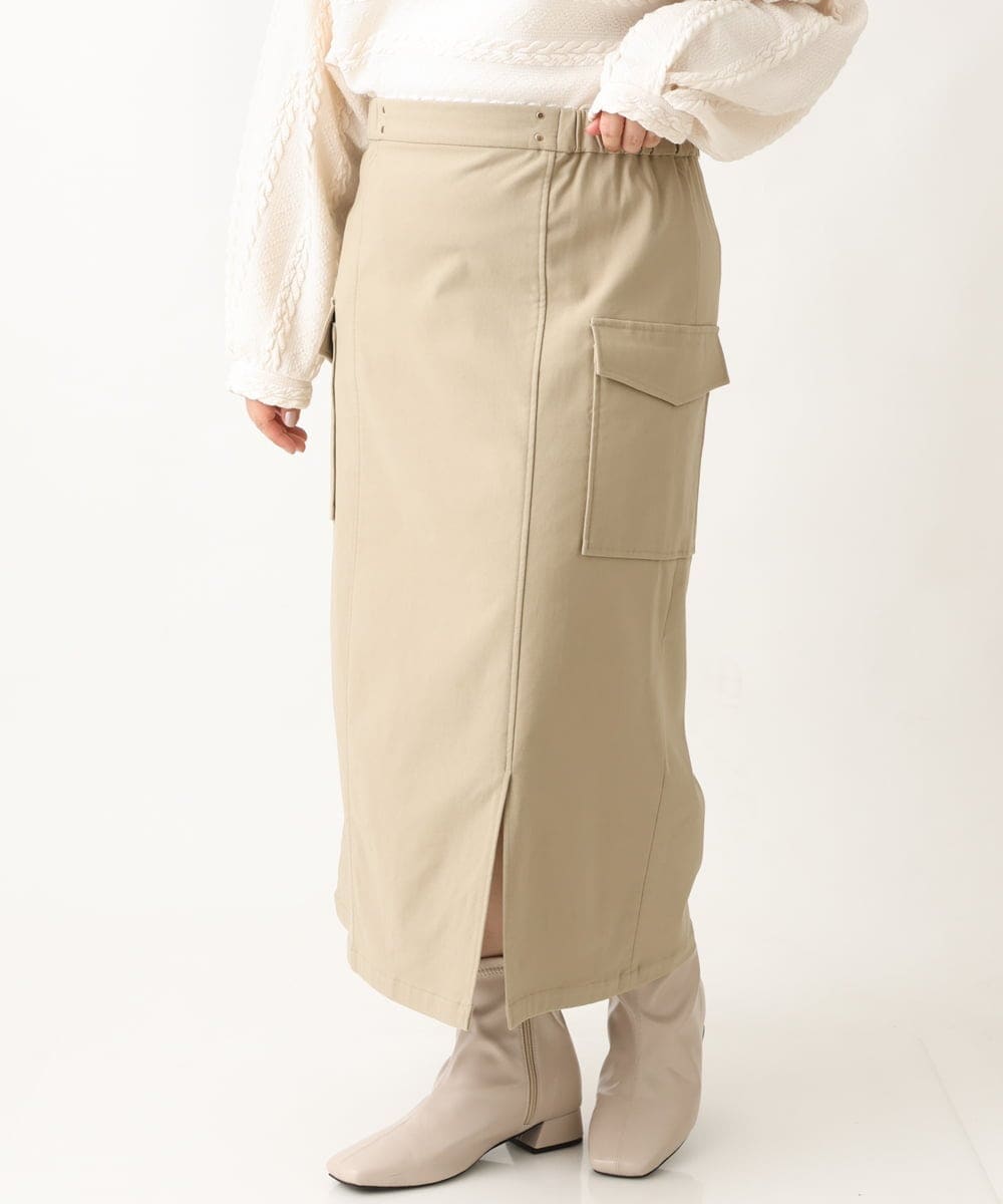 OLHAV13089 eur3(エウルキューブ) 【大きいサイズ/a.v.v×eur3】洗える裏起毛タイトスカート ベージュ(82)