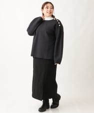 OLHAV13089 eur3(エウルキューブ) 【大きいサイズ/a.v.v×eur3】洗える裏起毛タイトスカート ブラック(94)