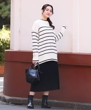OLHAV13089 eur3(エウルキューブ) 【大きいサイズ/a.v.v×eur3】洗える裏起毛タイトスカート ブラック(94)