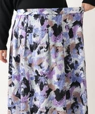 OLHAV15129 eur3(エウルキューブ) 【大きいサイズ】ペイントフラワープリントスカート ネイビー(57)