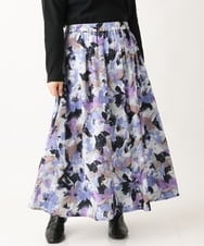 OLHAV15129 eur3(エウルキューブ) 【大きいサイズ】ペイントフラワープリントスカート ネイビー(57)