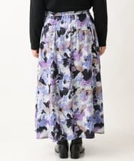 OLHAV15129 eur3(エウルキューブ) 【大きいサイズ】ペイントフラワープリントスカート ネイビー(57)