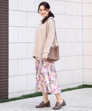 OLHAV15129 eur3(エウルキューブ) 【大きいサイズ】ペイントフラワープリントスカート ベージュ(82)