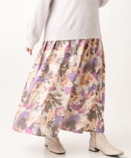 OLHAV15129 eur3(エウルキューブ) 【大きいサイズ】ペイントフラワープリントスカート ベージュ(82)