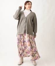 OLHAV15129 eur3(エウルキューブ) 【大きいサイズ】ペイントフラワープリントスカート ベージュ(82)