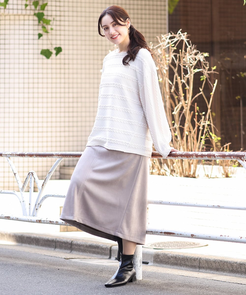 OLHAV16119 eur3(エウルキューブ) 【大きいサイズ】マシュマロタッチフェイクスエードスカート ベージュ(82)