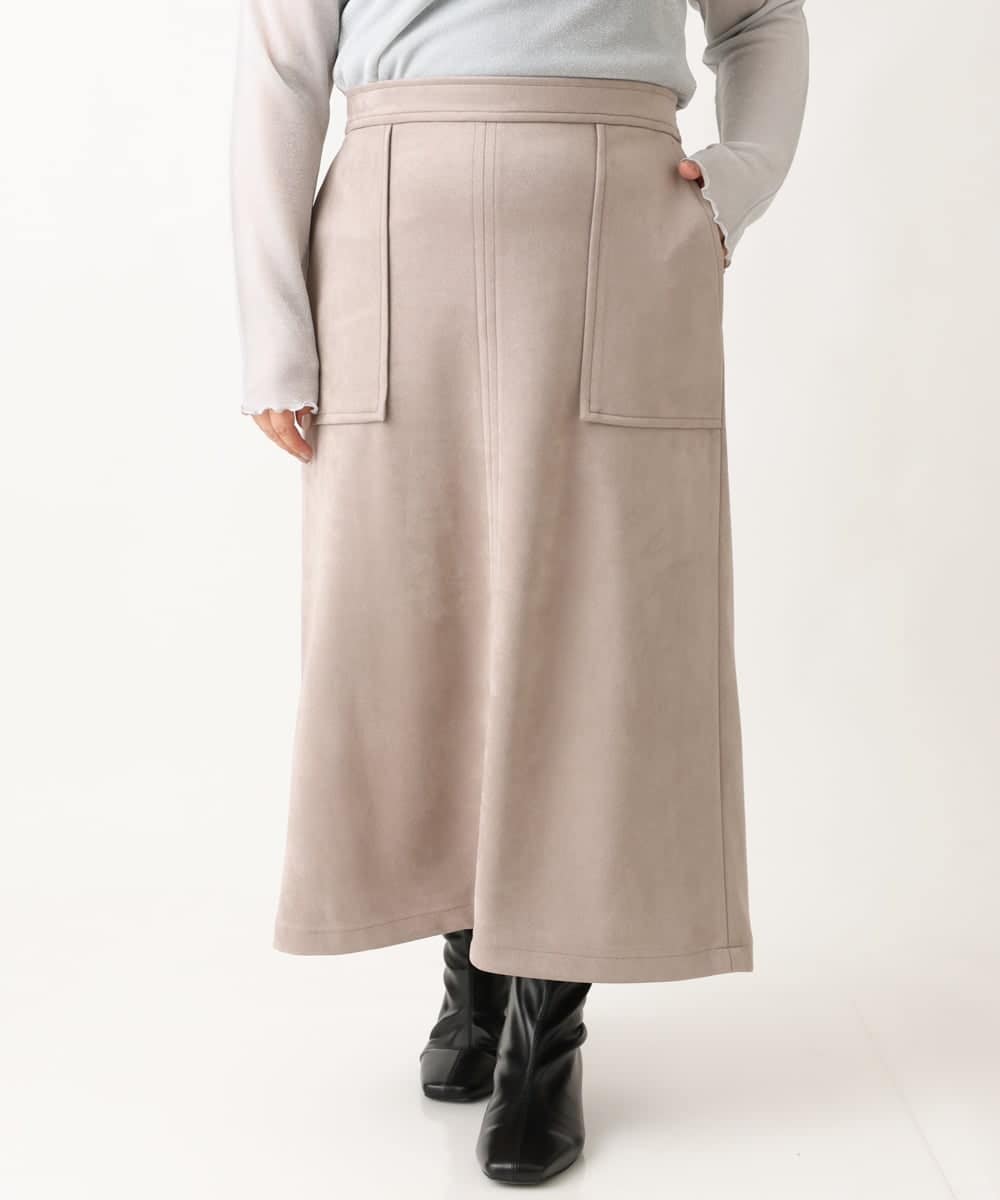 OLHAV16119 eur3(エウルキューブ) 【大きいサイズ】マシュマロタッチフェイクスエードスカート ベージュ(82)
