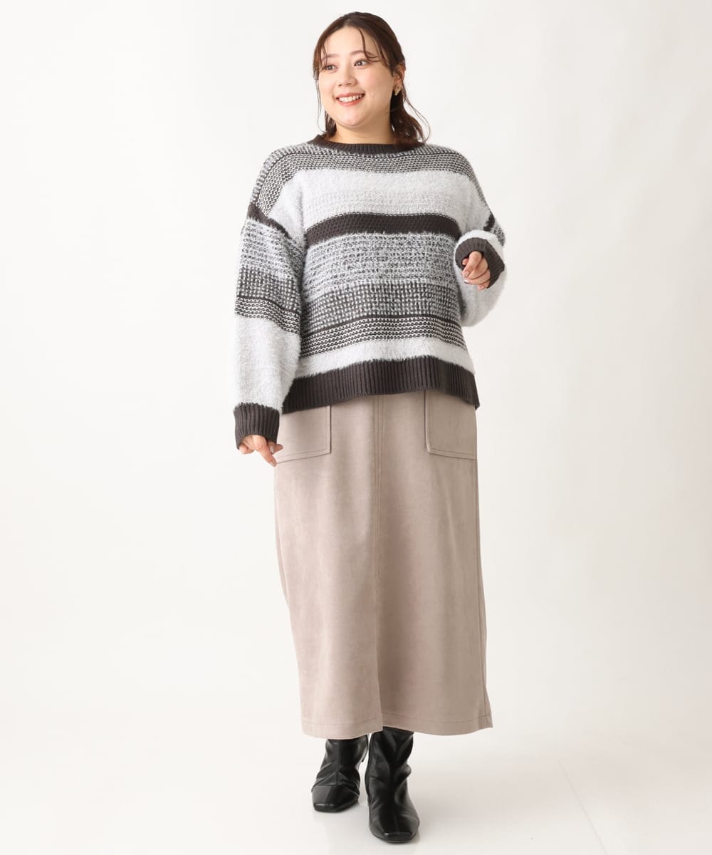 OLHAV16119 eur3(エウルキューブ) 【大きいサイズ】マシュマロタッチフェイクスエードスカート ベージュ(82)