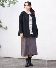 OLHAV16119 eur3(エウルキューブ) 【大きいサイズ】マシュマロタッチフェイクスエードスカート ダークグレー(93)