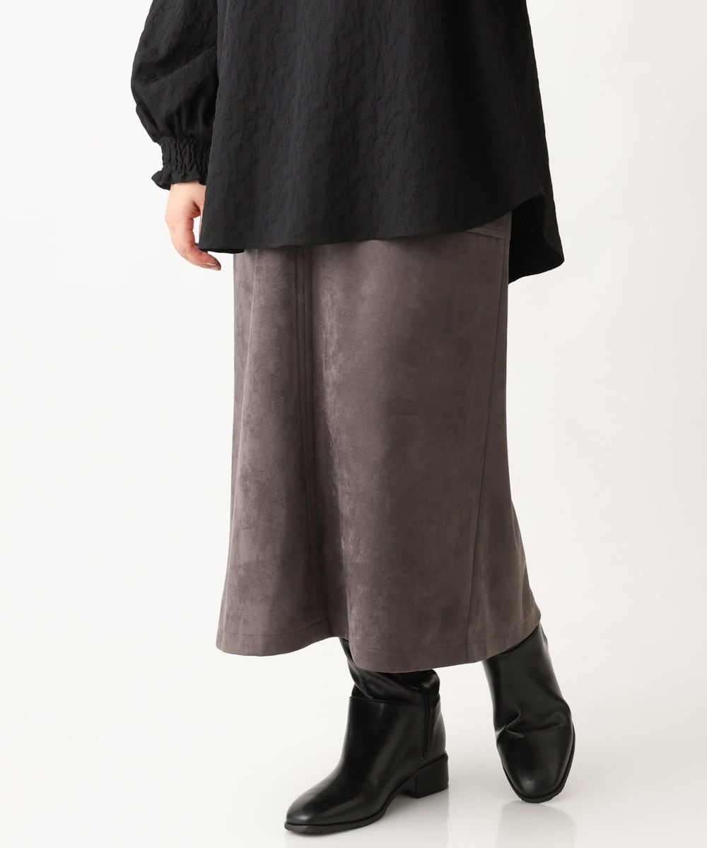 OLHAV16119 eur3(エウルキューブ) 【大きいサイズ】マシュマロタッチフェイクスエードスカート ダークグレー(93)