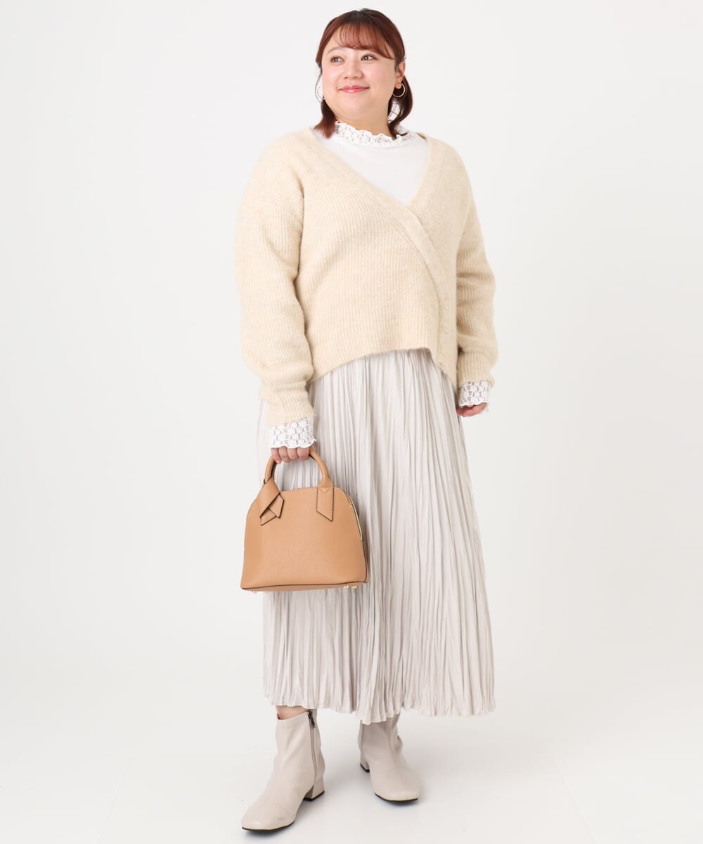 OLHBD10089 eur3(エウルキューブ) 【大きいサイズ/a.v.v×eur3】フェイクスエードプリーツスカート アイボリー(80)