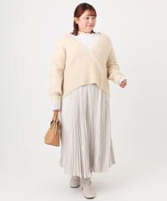 OLHBD10089 eur3(エウルキューブ) 【大きいサイズ/a.v.v×eur3】フェイクスエードプリーツスカート アイボリー(80)