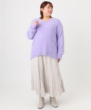 OLHBD10089 eur3(エウルキューブ) 【大きいサイズ/a.v.v×eur3】フェイクスエードプリーツスカート アイボリー(80)