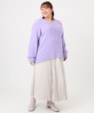 OLHBD10089 eur3(エウルキューブ) 【大きいサイズ/a.v.v×eur3】フェイクスエードプリーツスカート アイボリー(80)