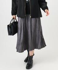 OLHBD10089 eur3(エウルキューブ) 【大きいサイズ/a.v.v×eur3】フェイクスエードプリーツスカート ダークグレー(93)