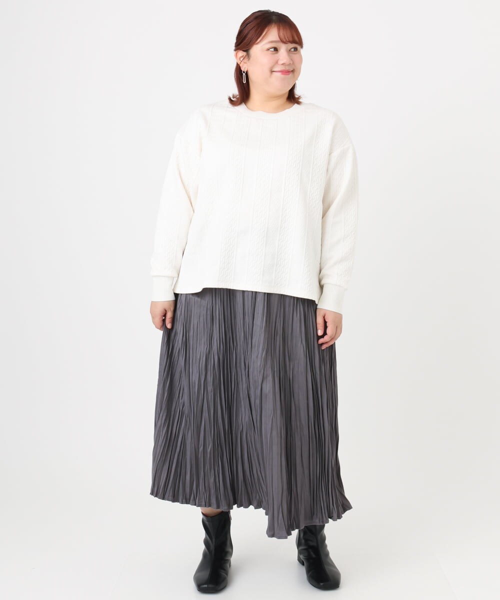 OLHBD10089 eur3(エウルキューブ) 【大きいサイズ/a.v.v×eur3】フェイクスエードプリーツスカート ダークグレー(93)