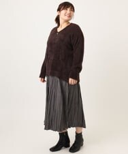 OLHBD10089 eur3(エウルキューブ) 【大きいサイズ/a.v.v×eur3】フェイクスエードプリーツスカート ダークグレー(93)