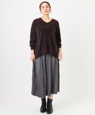 OLHBD10089 eur3(エウルキューブ) 【大きいサイズ/a.v.v×eur3】フェイクスエードプリーツスカート ダークグレー(93)