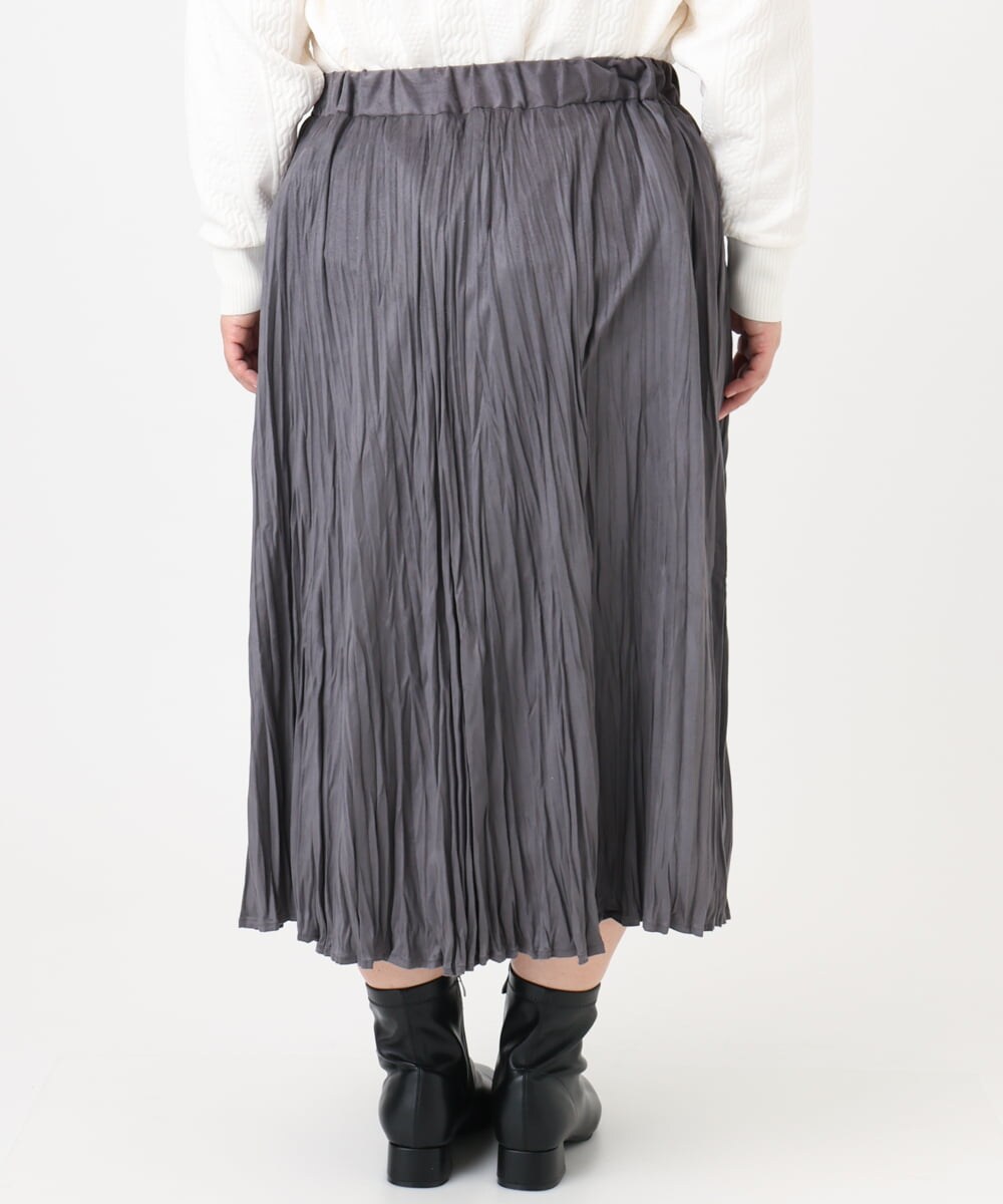 OLHBD10089 eur3(エウルキューブ) 【大きいサイズ/a.v.v×eur3】フェイクスエードプリーツスカート ダークグレー(93)