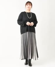 OLHBV10119 eur3(エウルキューブ) 【大きいサイズ/セットアップ対応】バルキーアクリルストライプスカート ブラック(94)