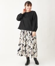 OLHBV17119 eur3(エウルキューブ) 【大きいサイズ】フラワープリントフレアスカート ベージュ(82)
