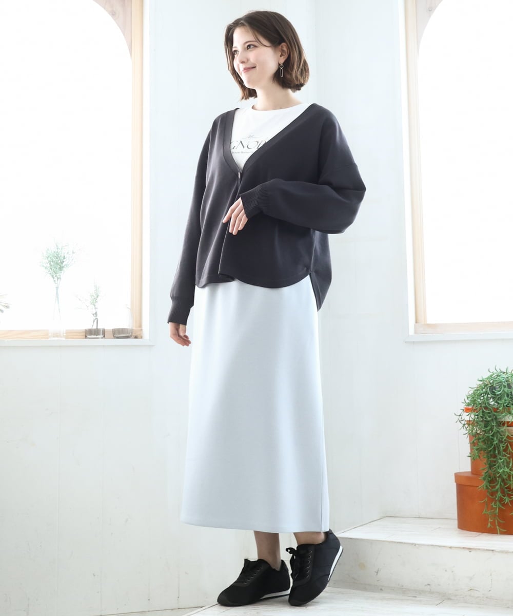 OLHCD02089 eur3(エウルキューブ) 【大きいサイズ/a.v.v×eur3】ジャージータイトスカート ライトブルー(50)