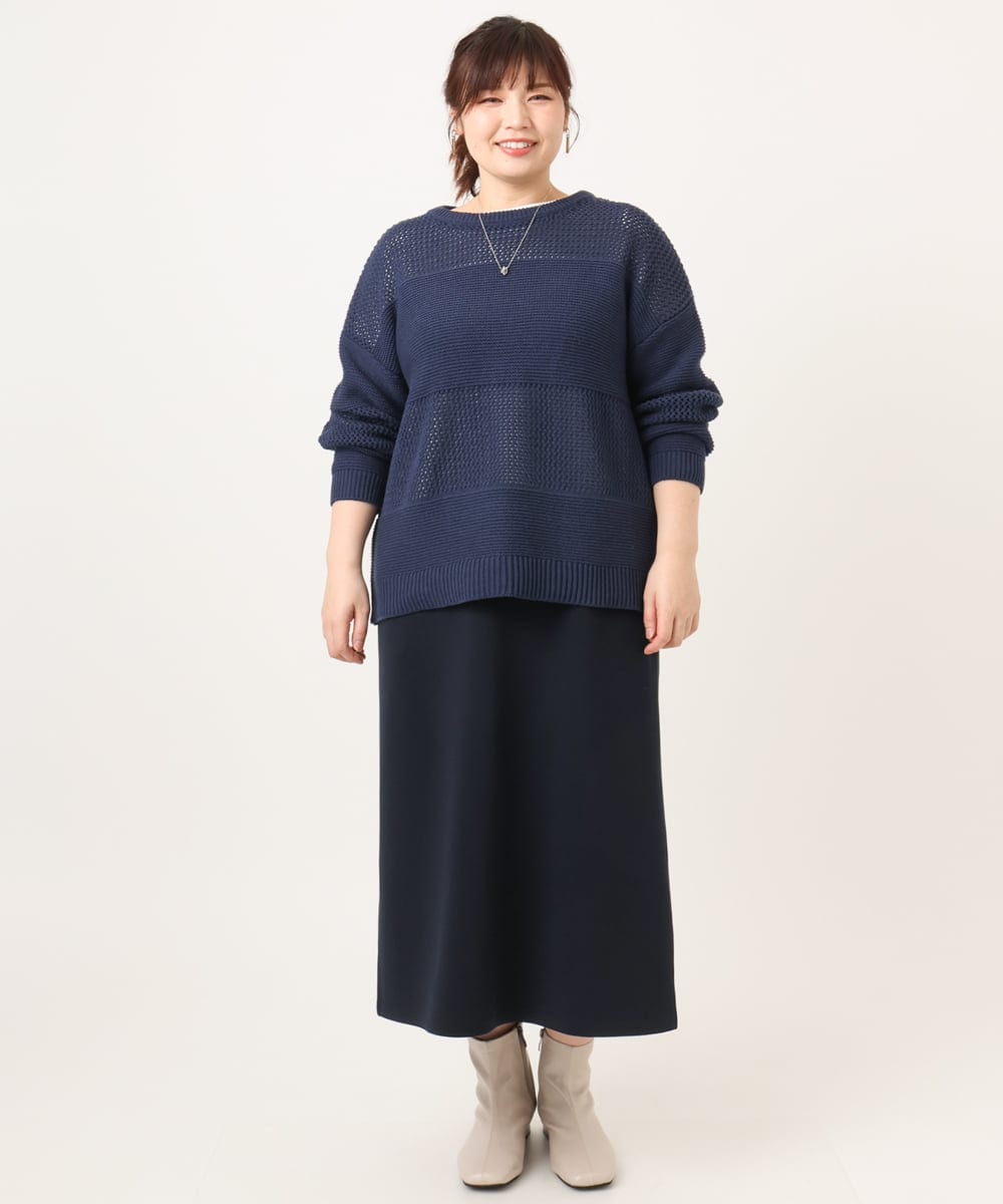 OLHCD02089 eur3(エウルキューブ) 【大きいサイズ/a.v.v×eur3】ジャージータイトスカート ネイビー(57)
