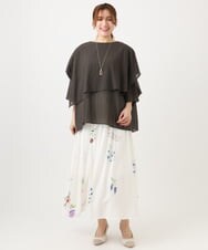 OLHDD05099 eur3(エウルキューブ) 【大きいサイズ】ボタニカルプリントスカート ホワイト