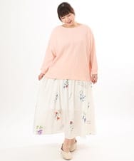 OLHDD05099 eur3(エウルキューブ) 【大きいサイズ】ボタニカルプリントスカート ホワイト
