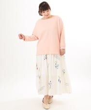 OLHDD05099 eur3(エウルキューブ) 【大きいサイズ】ボタニカルプリントスカート ホワイト