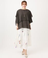 OLHDD05099 eur3(エウルキューブ) 【大きいサイズ】ボタニカルプリントスカート ホワイト