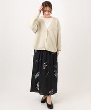 OLHDD05099 eur3(エウルキューブ) 【大きいサイズ】ボタニカルプリントスカート ブラック