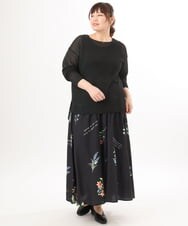 OLHDD05099 eur3(エウルキューブ) 【大きいサイズ】ボタニカルプリントスカート ブラック