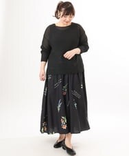 OLHDD05099 eur3(エウルキューブ) 【大きいサイズ】ボタニカルプリントスカート ブラック
