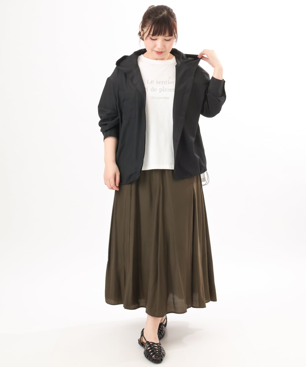 OLHED04119 eur3(エウルキューブ) 【大きいサイズ】パネルフレアスカート カーキ
