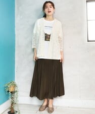 OLHED04119 eur3(エウルキューブ) 【大きいサイズ】パネルフレアスカート カーキ