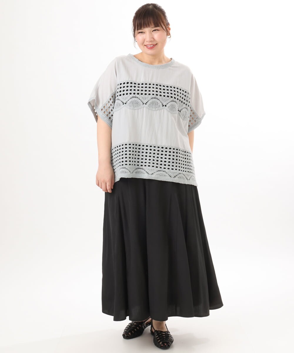 OLHED04119 eur3(エウルキューブ) 【大きいサイズ】パネルフレアスカート ブラック